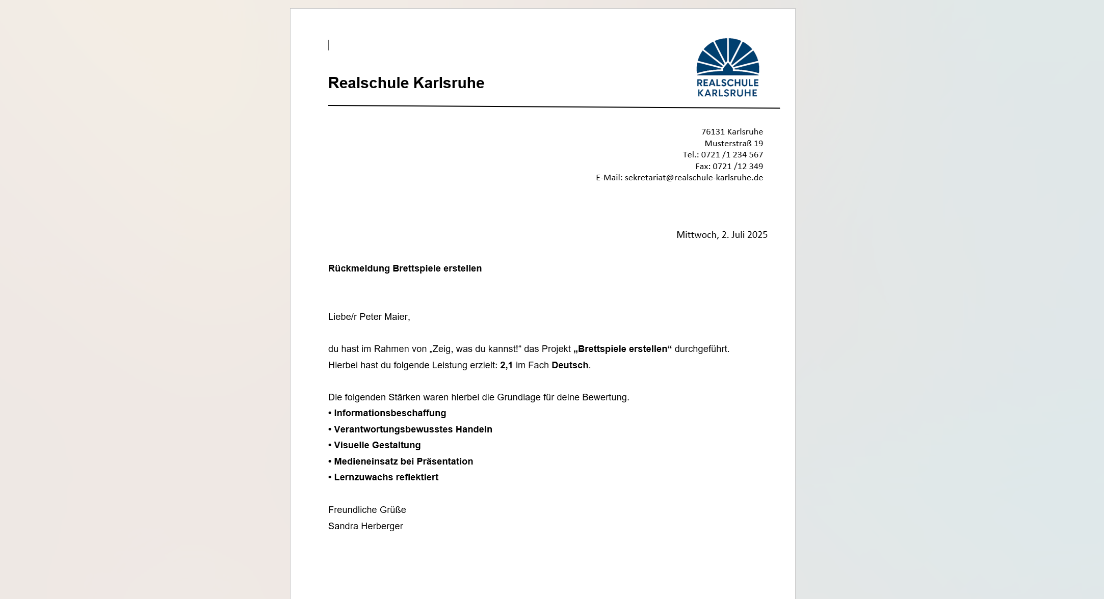 Beobachtungskategorien Ansicht 4